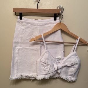 Etophe Studios White Crop Top & Skirt Set